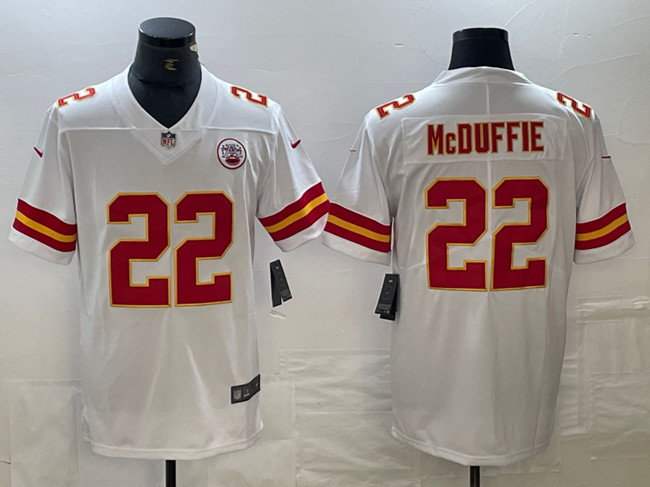 Men's Kansas City Chiefs #22 Trent McDuffie White Vapor Untouchable Limited Stitched Football Jersey